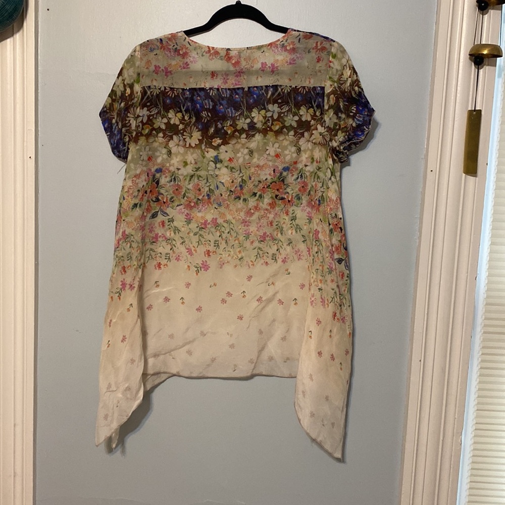 Johnny Was handkerchief hem floral top